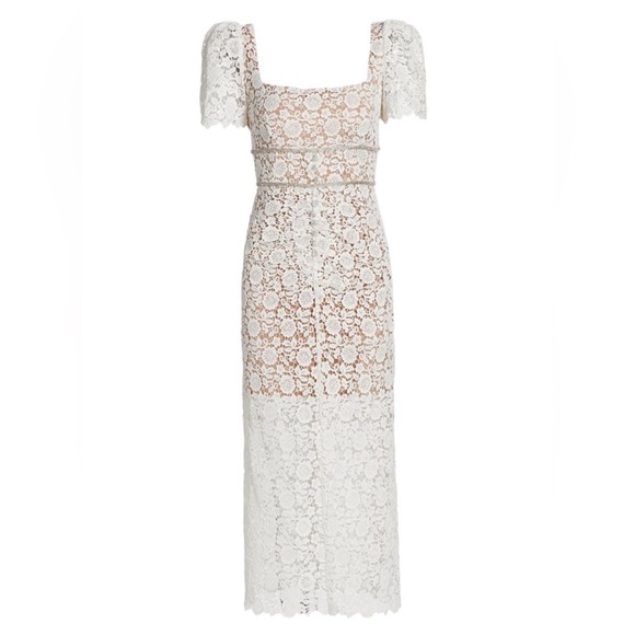 Self-Portrait White Lace Midi Dress - Picture 3 of 9